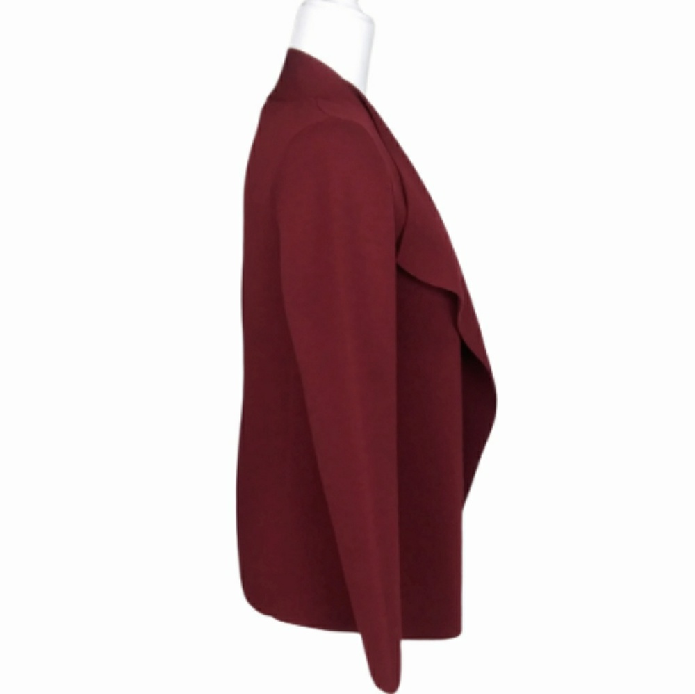SOLD!  Eileen Fisher Burgundy Open Front Cardigan - Picture 2 of 5